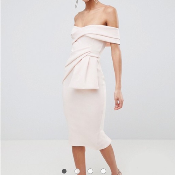 ASOS Dresses & Skirts - ASOS DESIGN Bardot Fold Wrap Front Midi Dress